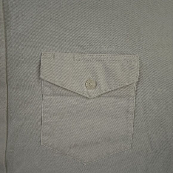 VTG Wrangler Short Sleeve Men Button Up Shirt Adult Western White Woven Solid L - Picture 10 of 13